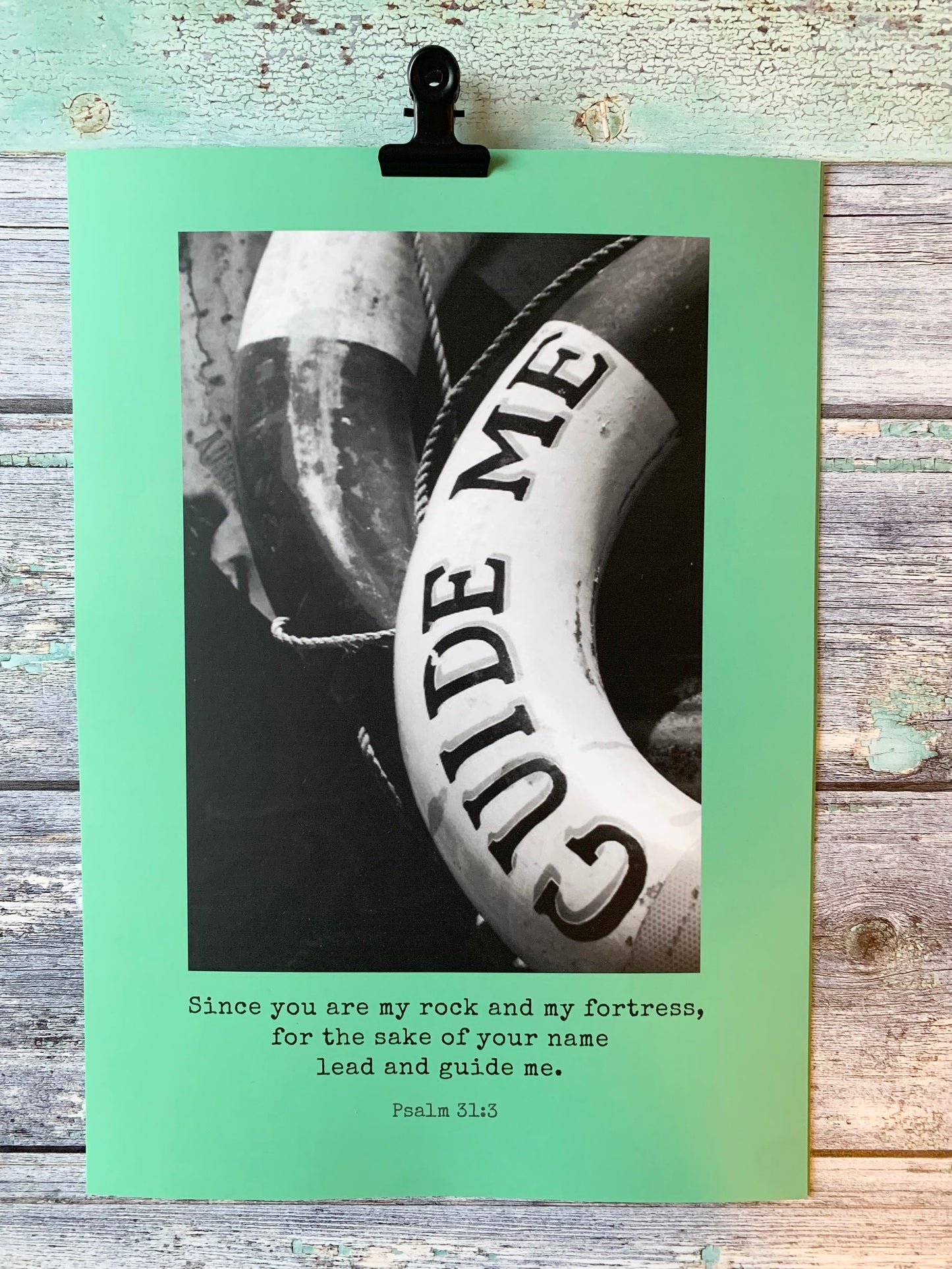 Guide Me Psalm 31 A4 Print Green