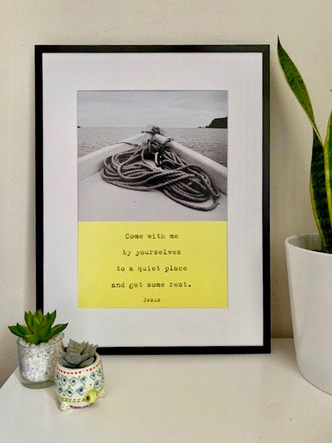 Quiet Place Framed A4 print Yellow