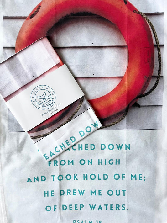 Out of Deep Waters Tea Towel Psalm 18