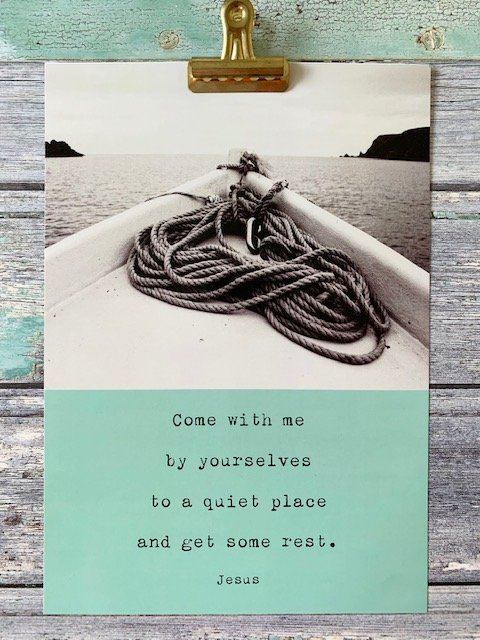 Quiet Place Framed A4 Print Aqua