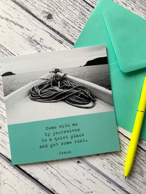 Quiet Place Greeting Card Aqua