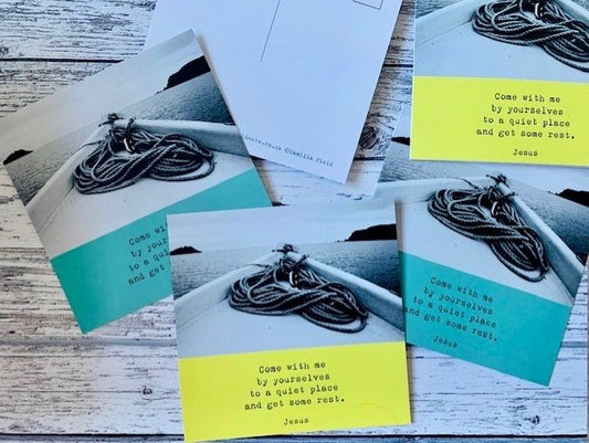 Quiet Place Postcard Pack of 6 Yellow and Aqua